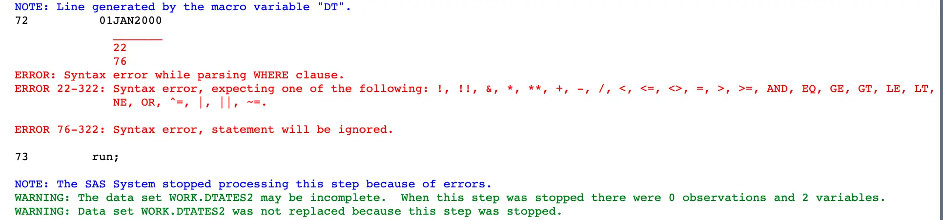 Using SAS macro variable as date